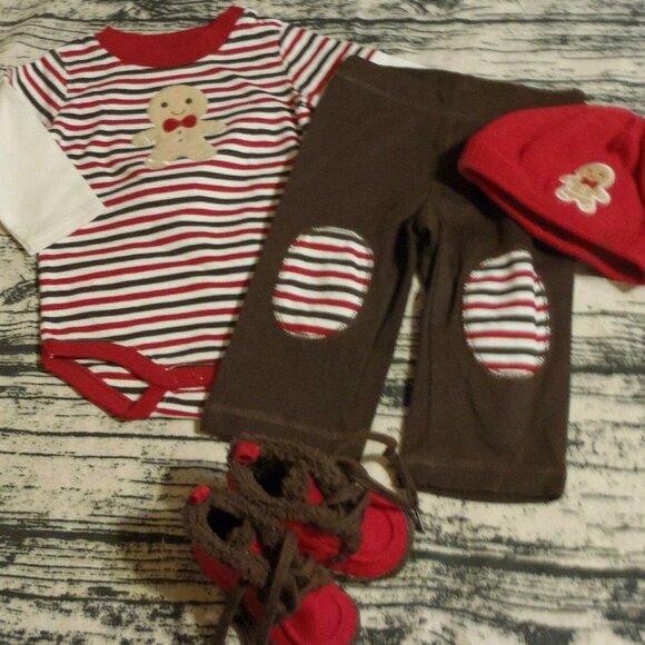 Gymboree Gingerbread Boy 6-12 Month Bodysuit Pants Outlet Hat Shoes Outfit. - Picture 3 of 5